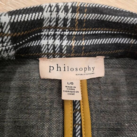 Philosophy Long Blazer Jacket Women's Large Gray‎ Notch Single Breasted Stretch - Picture 4 of 7